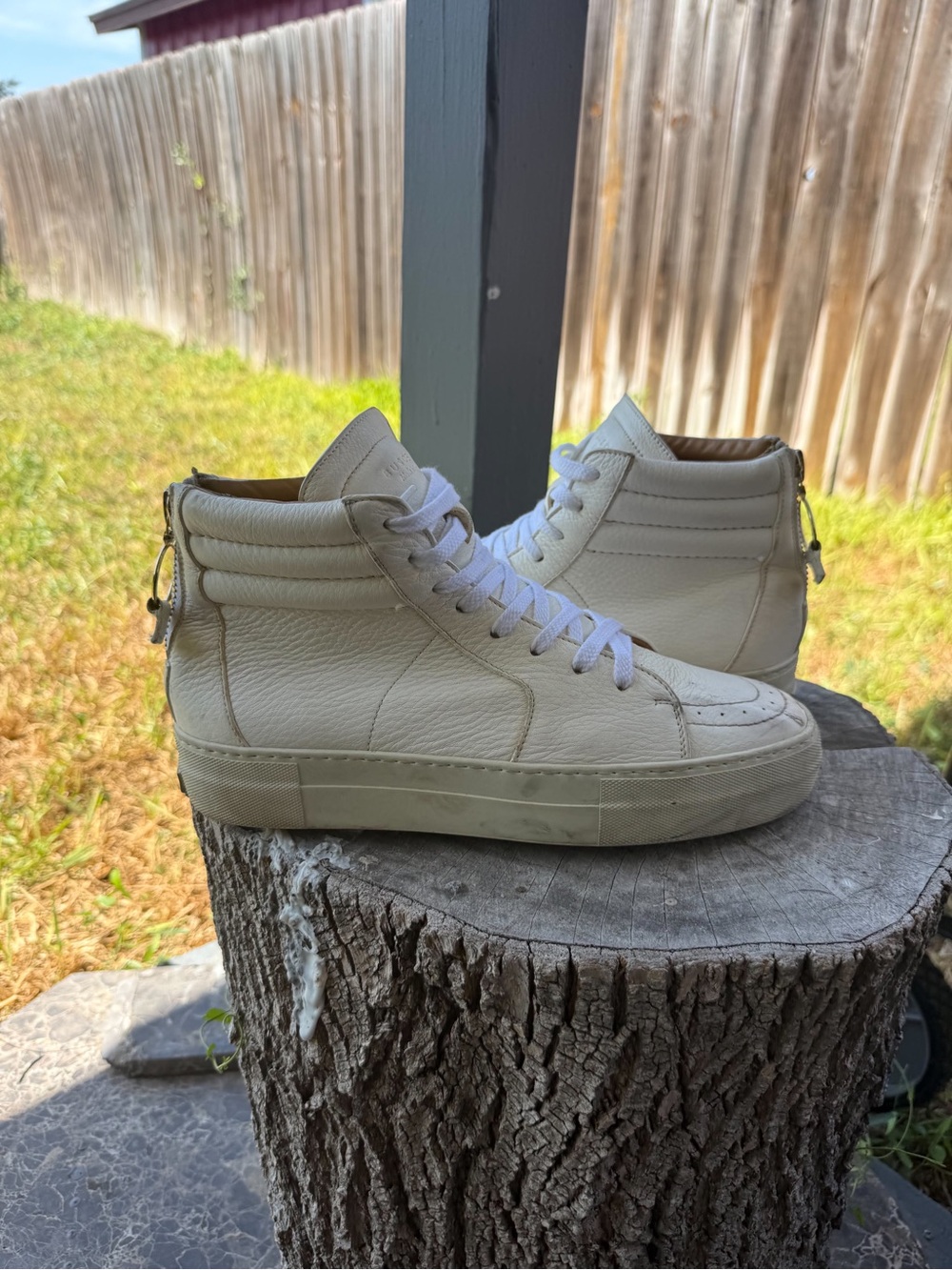 Buscemi High Top Sneakers Mens Size EU 40 US 7 Zip White Leather Shoes